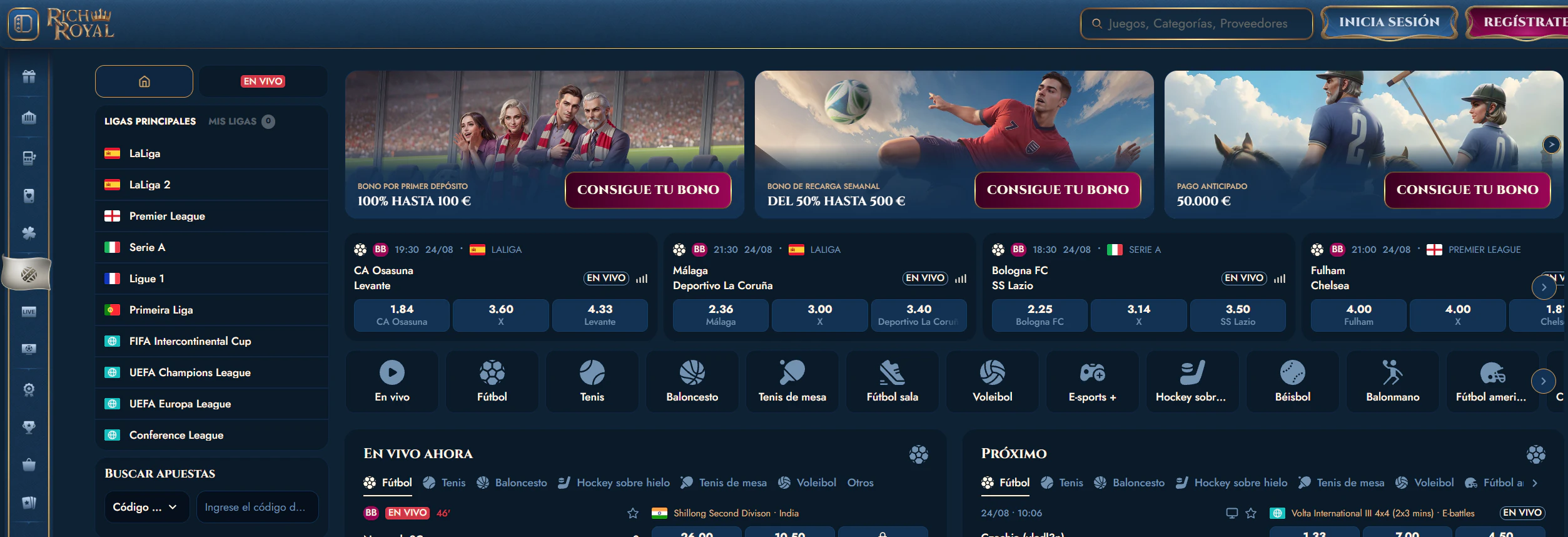 RichRoyal Casino apuestas deportivas y eSports